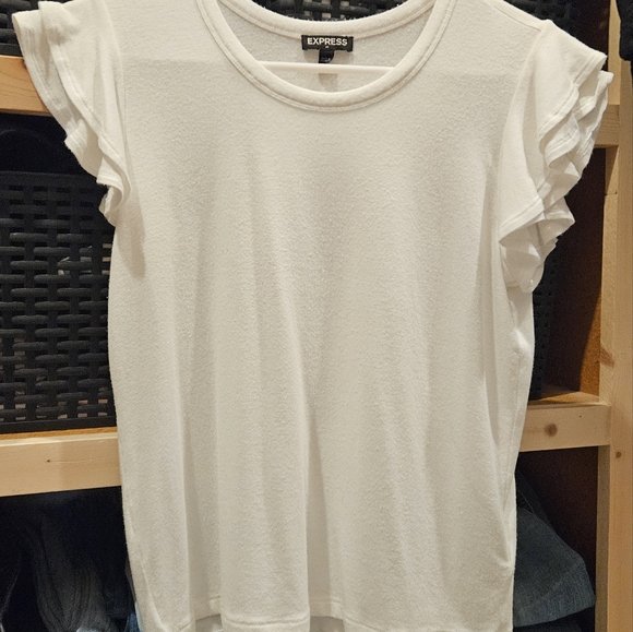 White Ruffle Sleeve Top - Picture 2 of 3